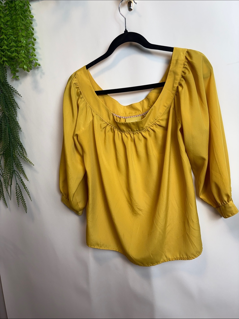 Maeve Mustard Scoop-Neck Blouse
